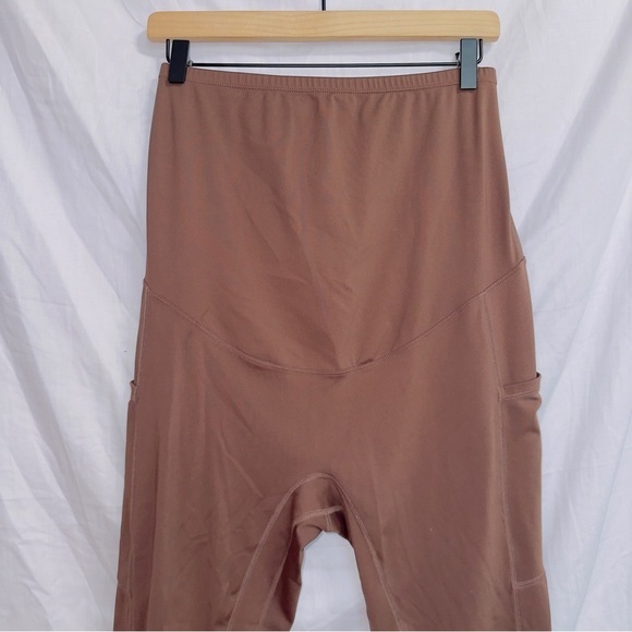 Enerful Women’s Maternity Over The Belly Athletic Workout Leggings with pockets - Picture 2 of 5